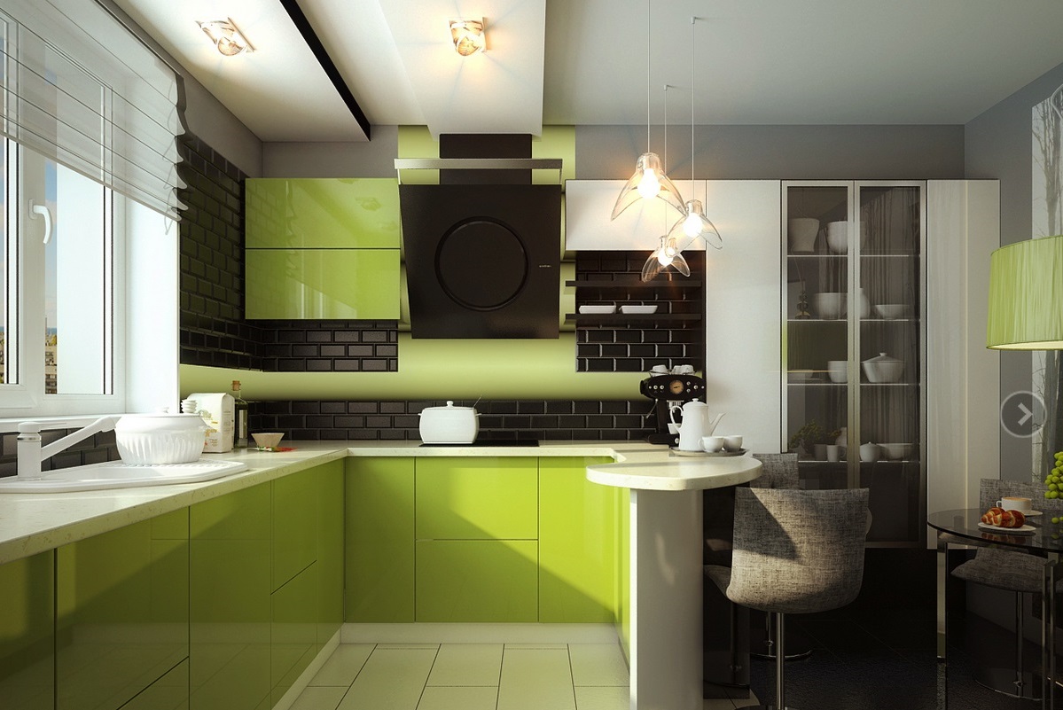кухни в зелено коричневых тонах фото